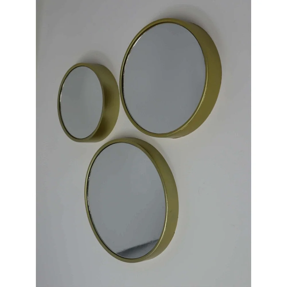 Gold Wall Mirror Set Interiors By Design 3 Piece Round Decor Feng Shui Small